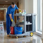 Multi-Tier Janitor Cleaning Cart with Wringer Bucket & Storage Dustbin - Image 2