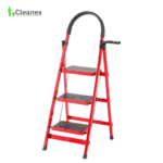 MULTI-FUNCTION RED STEEL STEP LADDER WITH SAFETY GUARD HANDLE & WIDE PEDAL STEP - Image 3