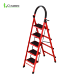 MULTI-FUNCTION RED STEEL STEP LADDER WITH SAFETY GUARD HANDLE & WIDE PEDAL STEP - Image 5