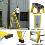 Sturdy Heavy Duty Aluminum Fiberglass coated Step Ladder - Image 5