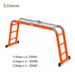 Sturdy Heavy Duty step Ladder with Equipment Holder and Integrated Wheels - Image 2