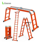 Sturdy Heavy Duty step Ladder with Equipment Holder and Integrated Wheels - Image 3