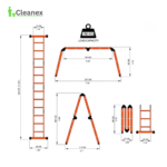 Sturdy Heavy Duty step Ladder with Equipment Holder and Integrated Wheels - Image 4