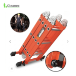 Sturdy Heavy Duty step Ladder with Equipment Holder and Integrated Wheels - Image 9