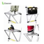 Sturdy Heavy Duty step Ladder with Equipment Holder and Integrated Wheels - Image 12